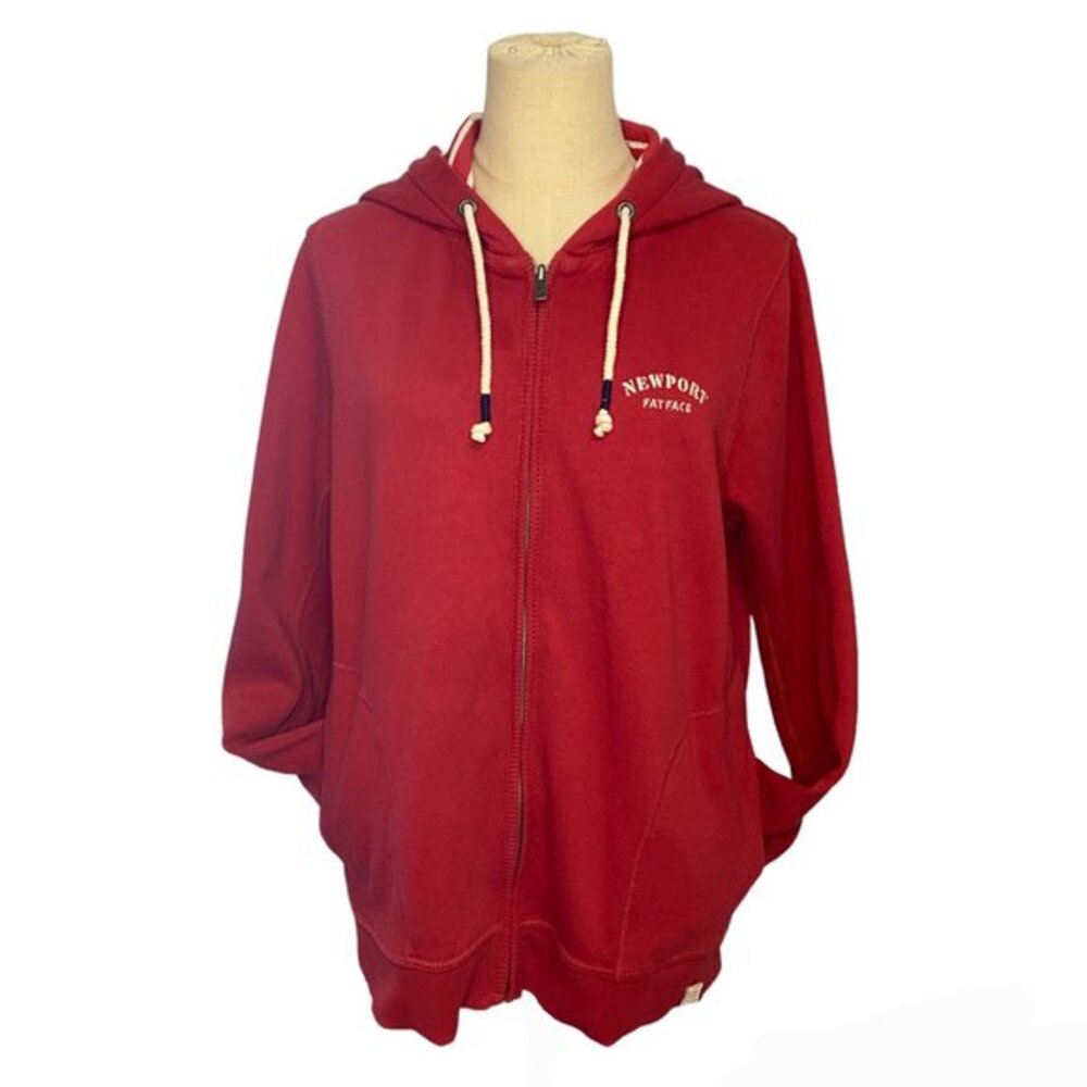 Fat Face Full Zip Newport Vintage-Wash Red Hoodie